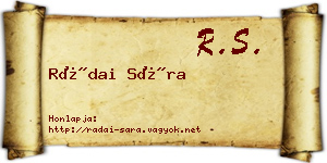 Rádai Sára névjegykártya